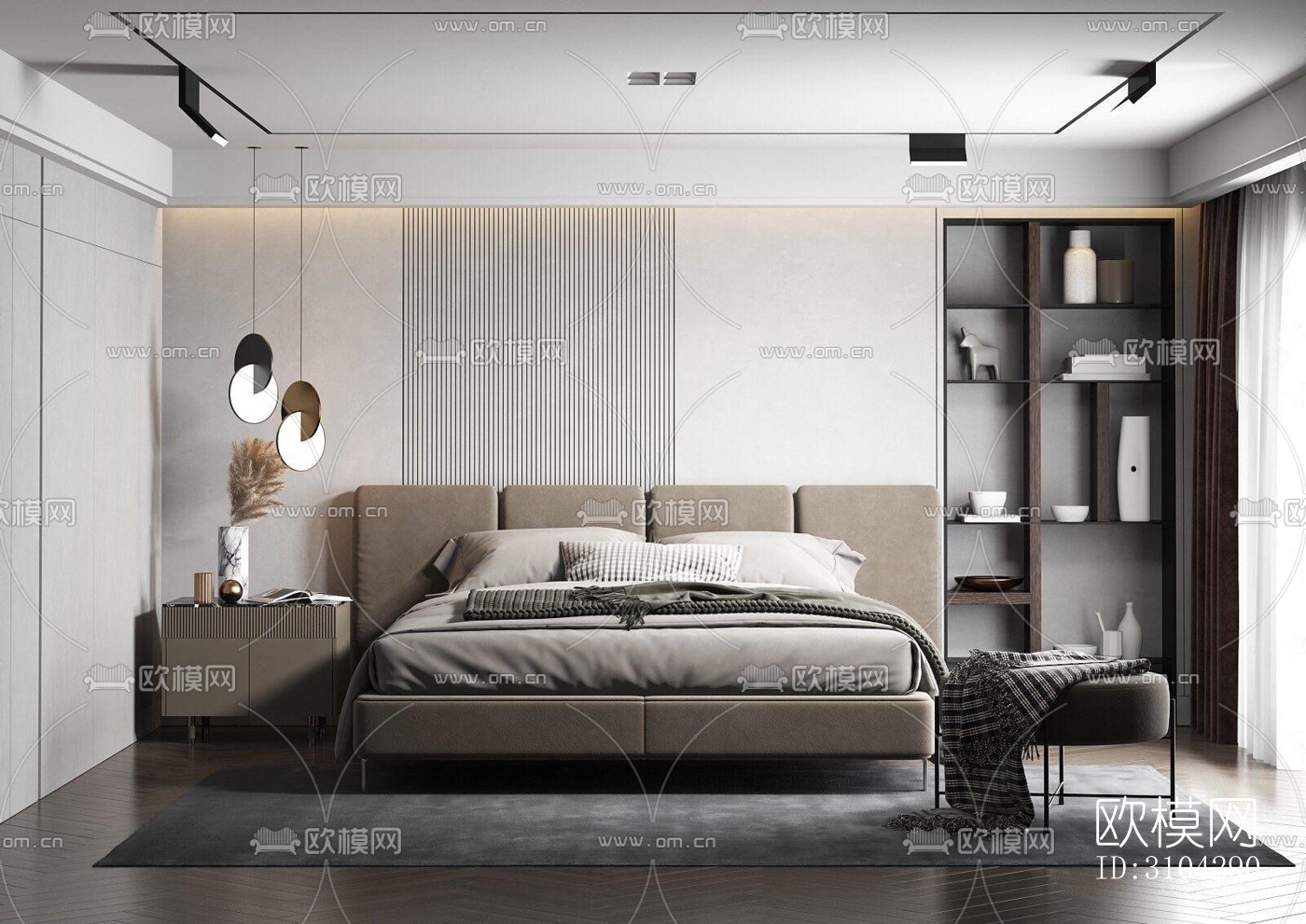现代卧室效果图下载（渲染图2）