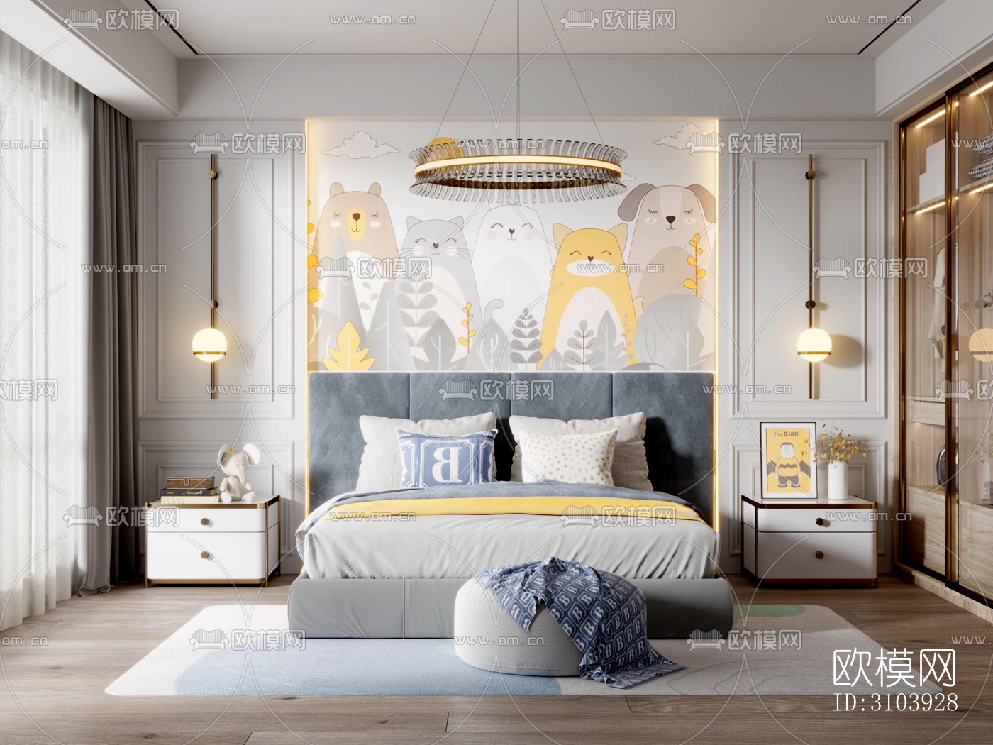 欧式儿童房效果图下载（渲染图3）