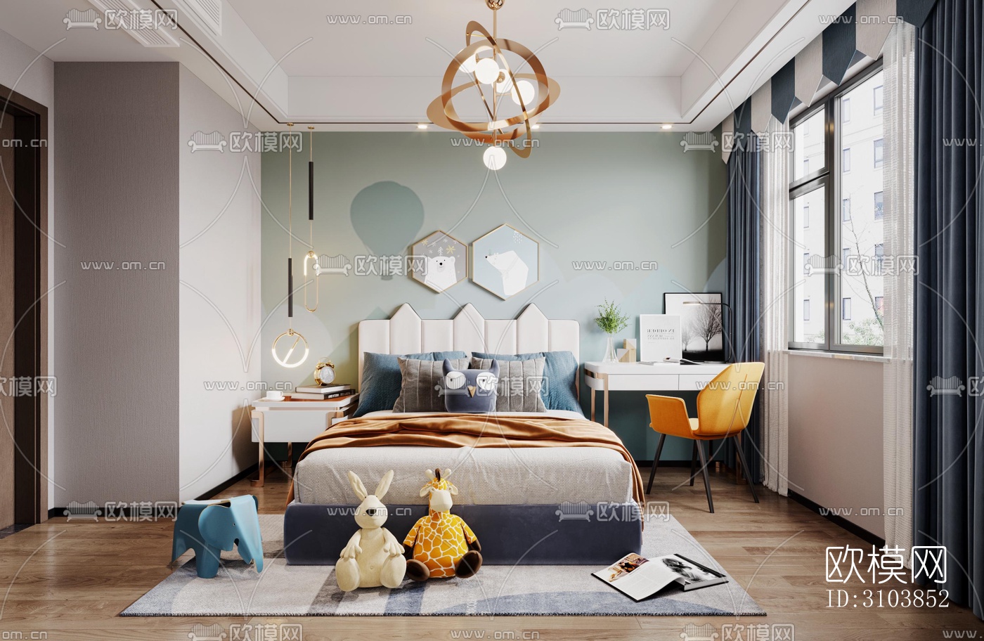 北欧儿童房效果图下载（渲染图5）