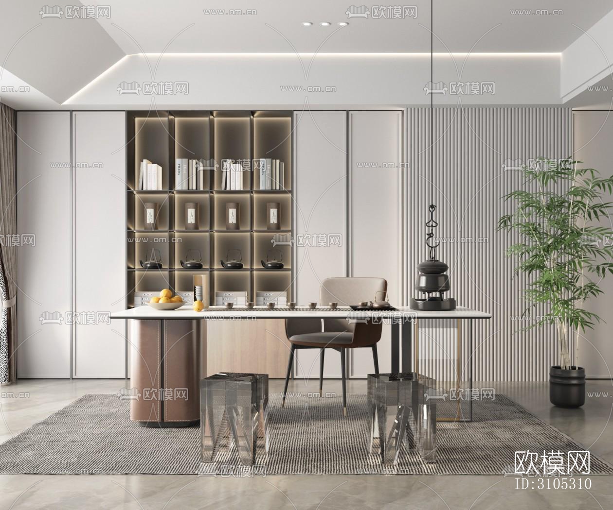 现代茶室效果图下载（渲染图5）