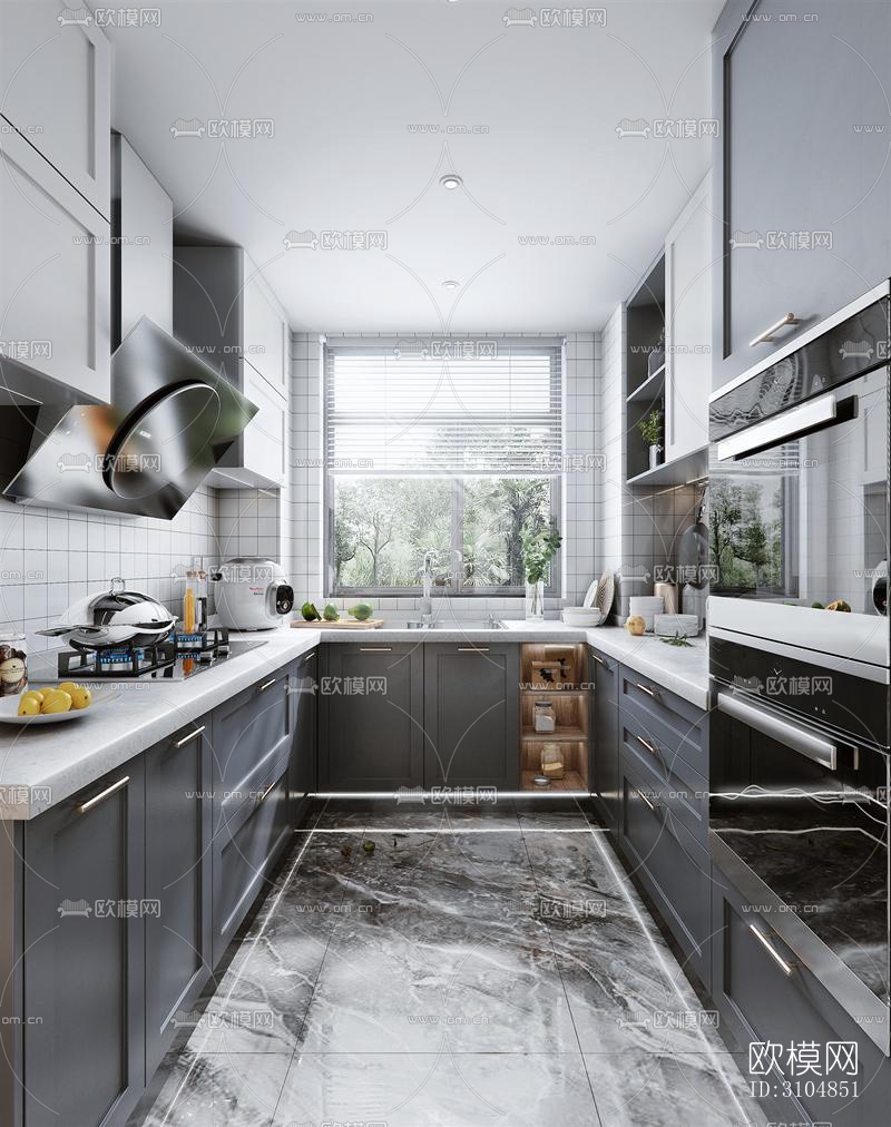 北欧厨房效果图下载（渲染图1）