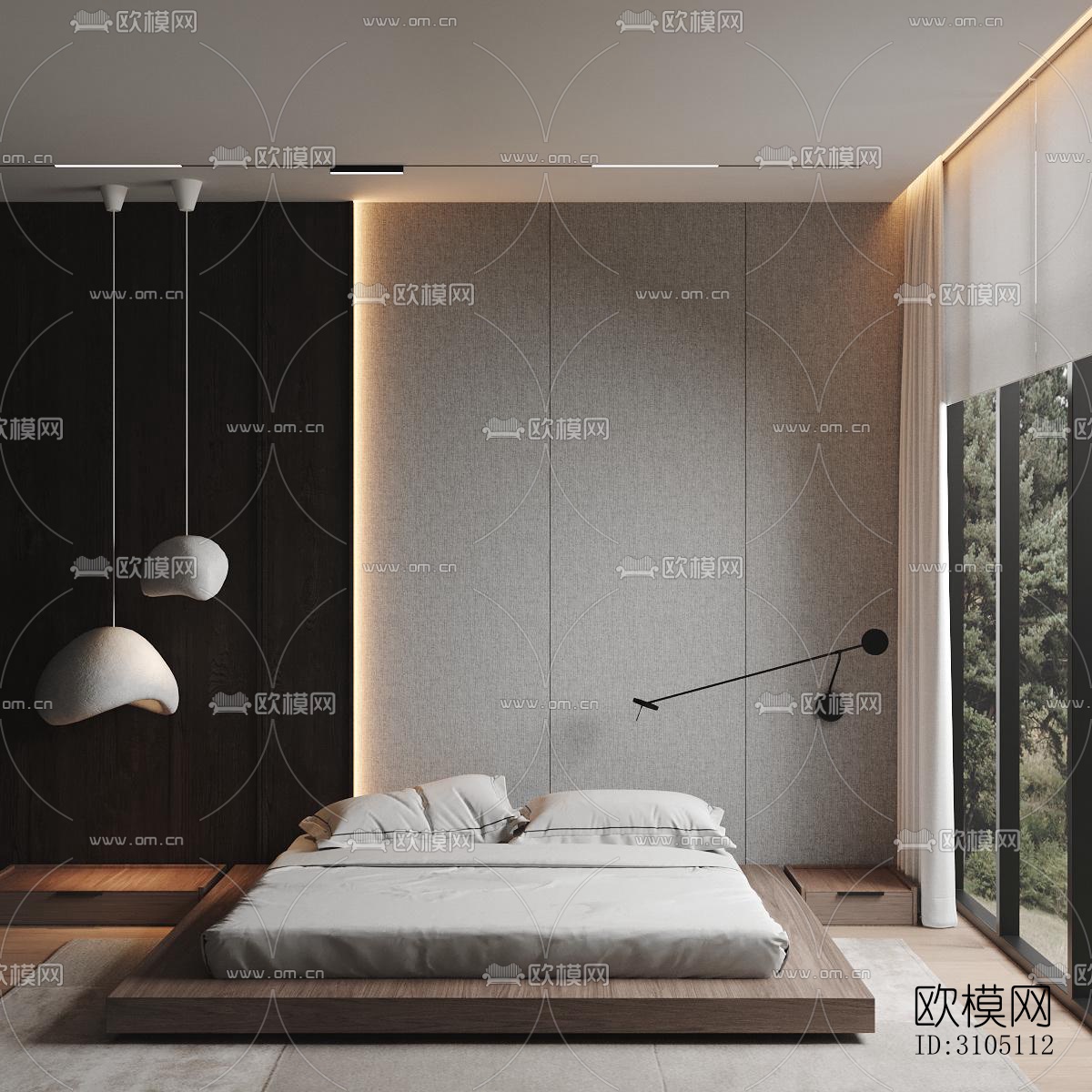 现代平层效果图下载（渲染图6）