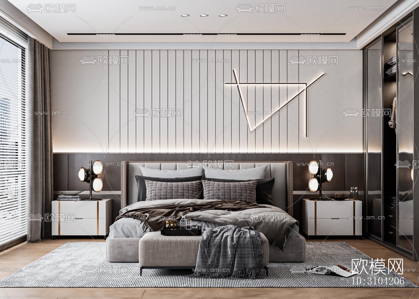 欧式卧室效果图下载（渲染图3）