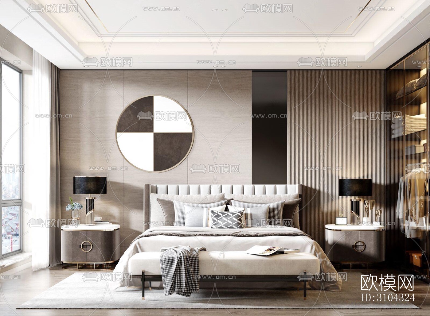 现代卧室效果图下载（渲染图4）