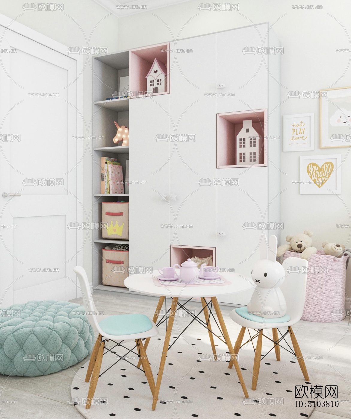 北欧儿童房效果图下载（渲染图2）