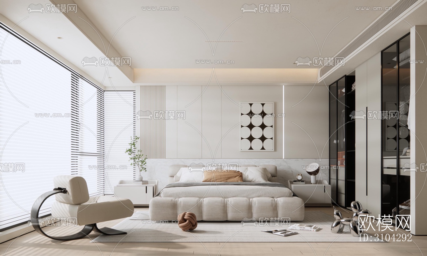 现代卧室效果图下载（渲染图1）