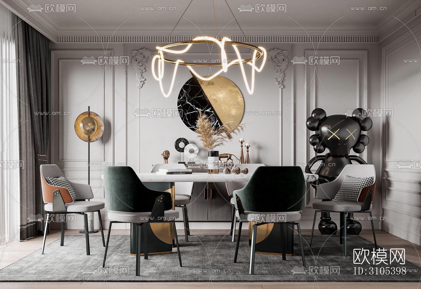 欧式餐厅效果图下载（渲染图2）