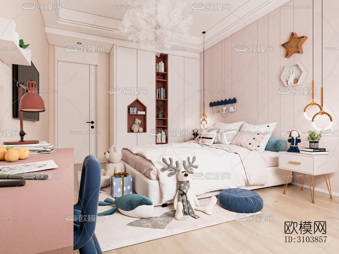 北欧儿童房效果图下载（渲染图1）