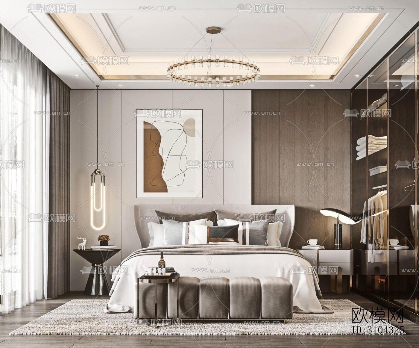 现代卧室效果图下载（渲染图4）