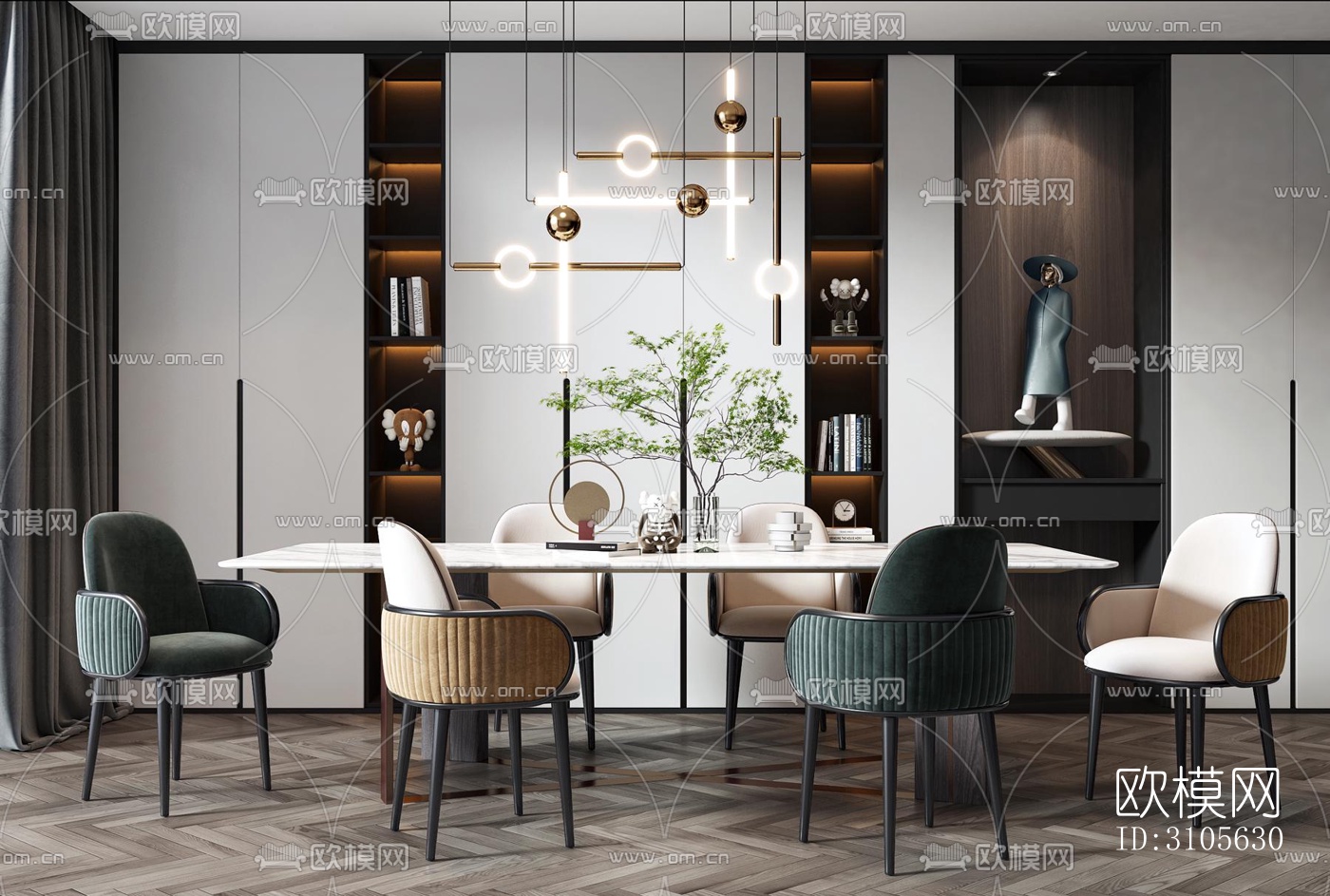 现代餐厅效果图下载（渲染图2）