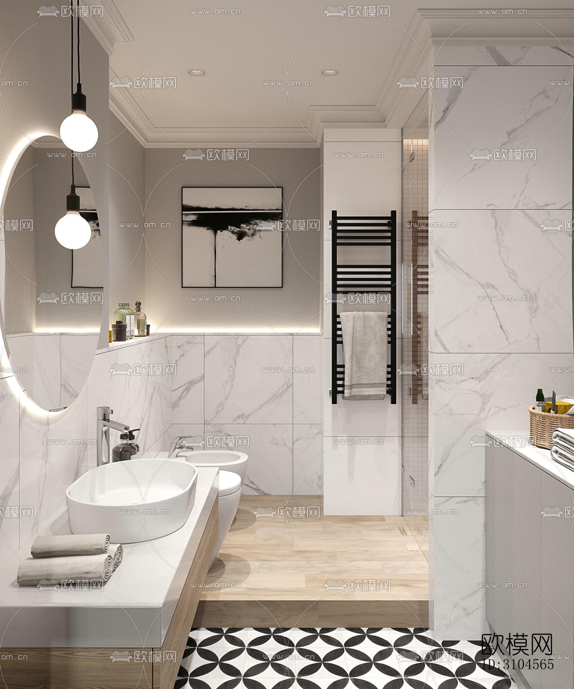 日式卫生间效果图下载（渲染图3）