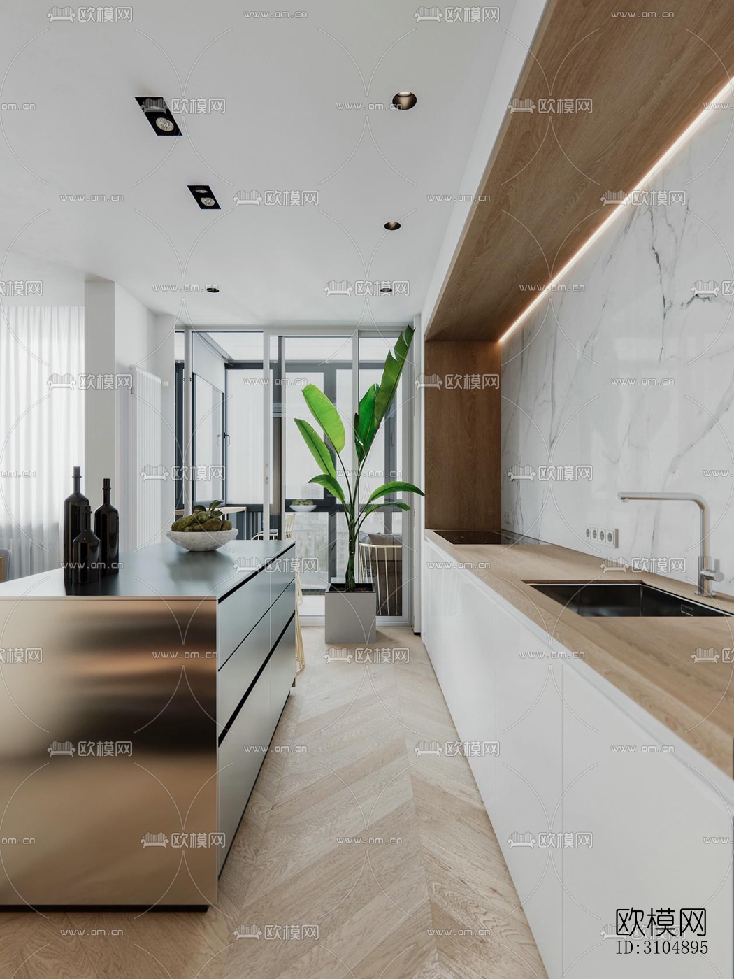 日式厨房效果图下载（渲染图5）