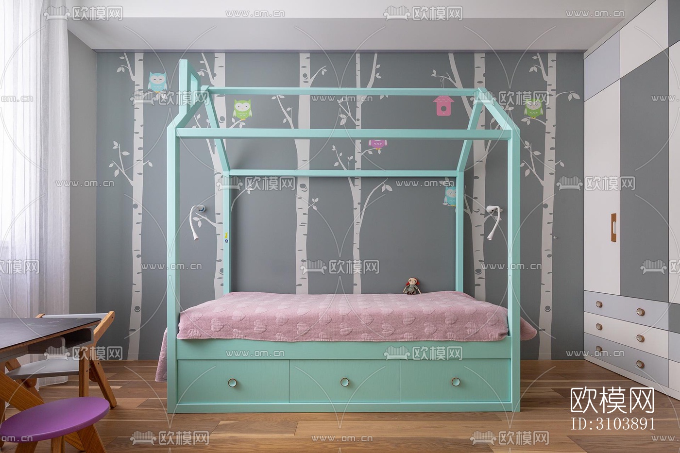 北欧儿童房效果图下载（渲染图2）