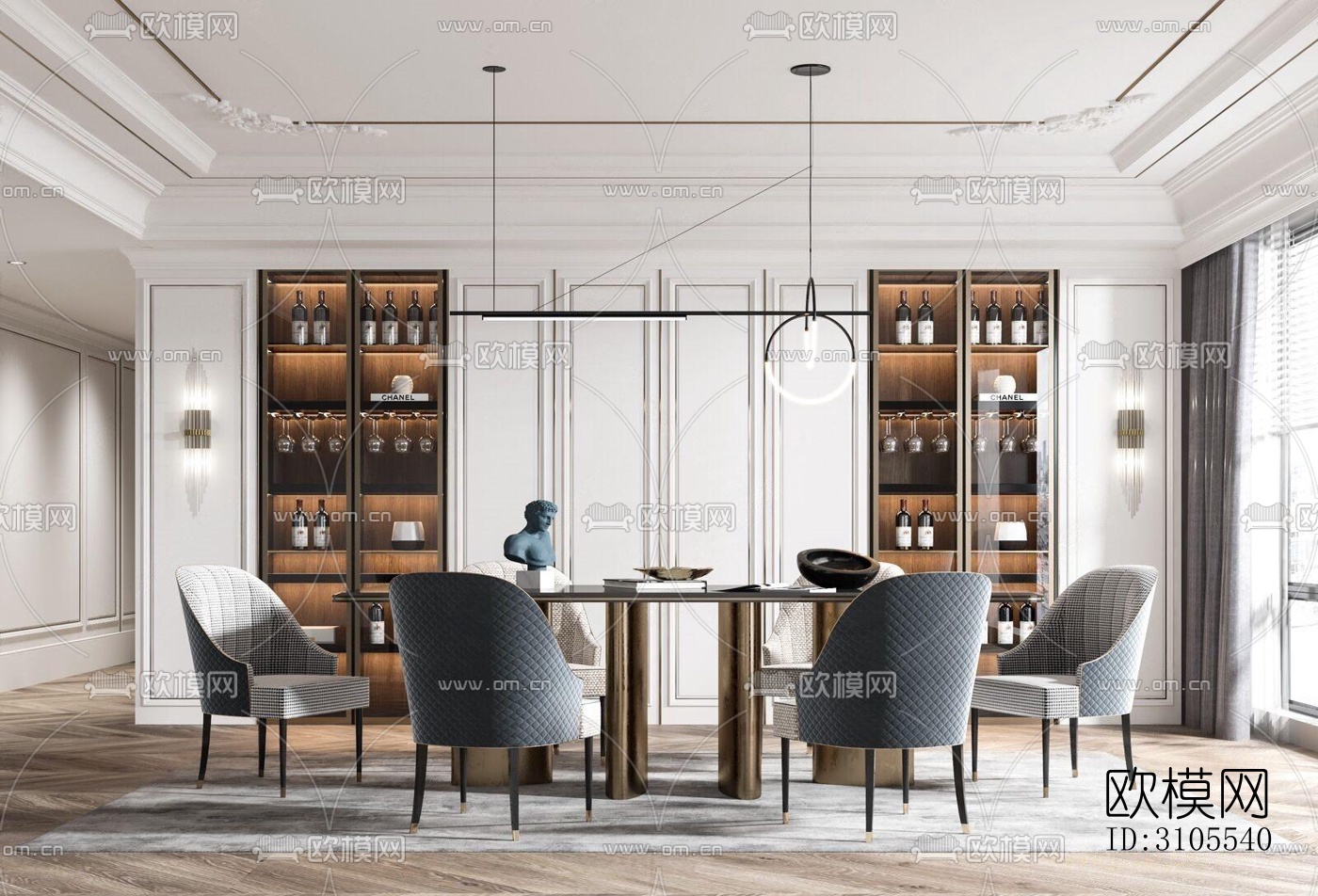 现代餐厅效果图下载（渲染图1）