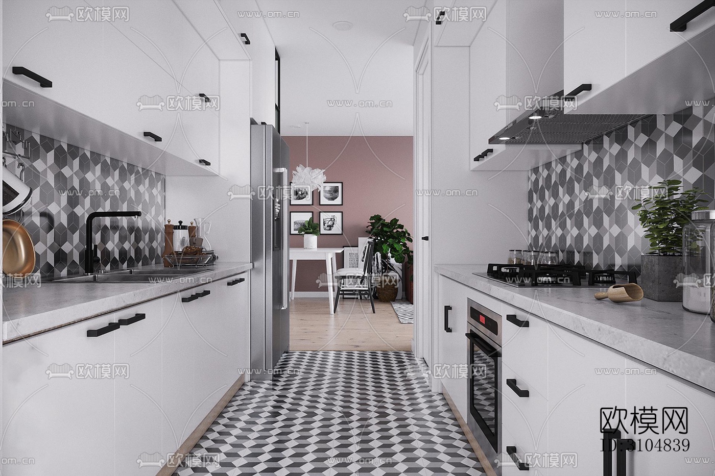 北欧厨房效果图下载（渲染图3）