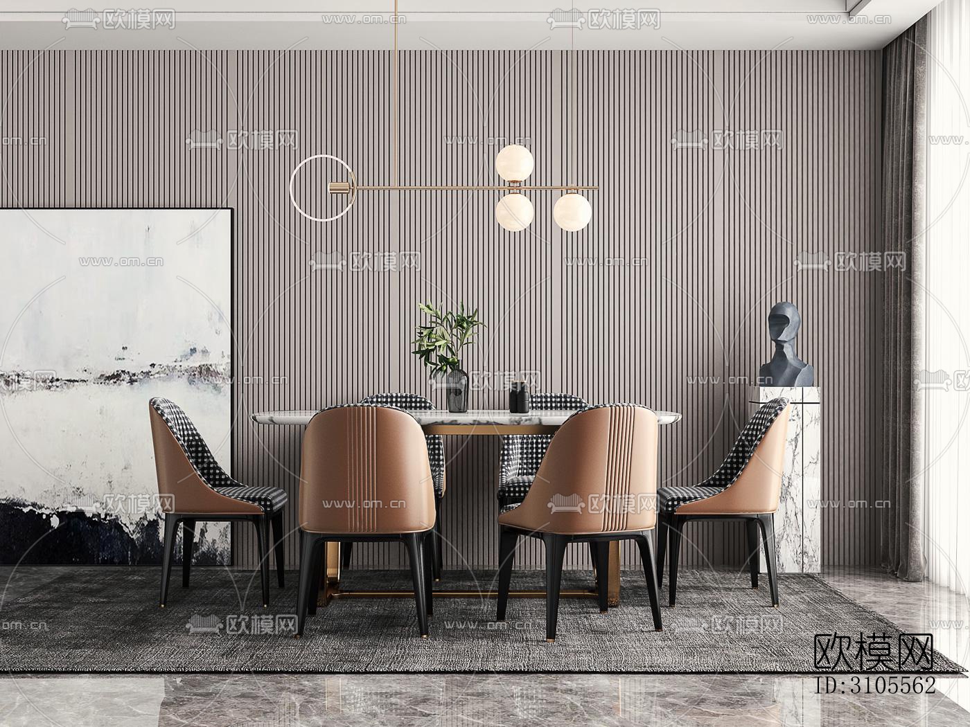 现代餐厅效果图下载（渲染图1）
