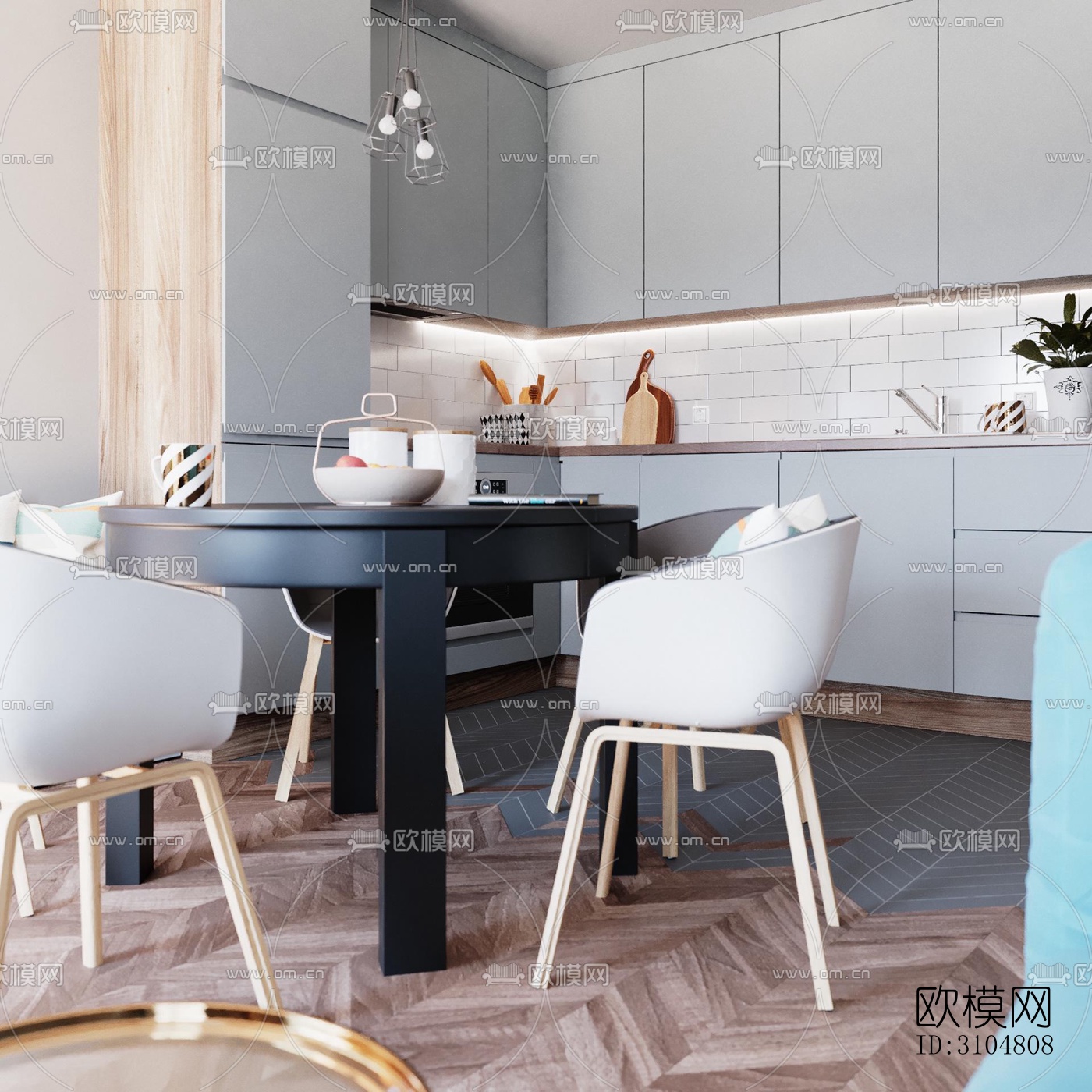北欧厨房效果图下载（渲染图3）
