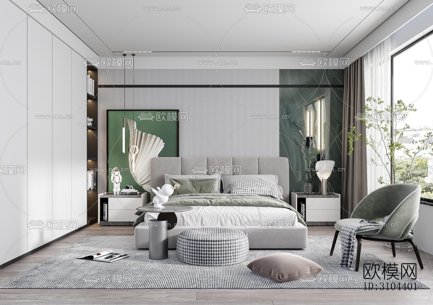 现代卧室效果图下载（渲染图5）
