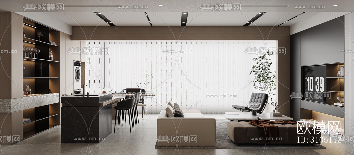 现代平层效果图下载（渲染图11）