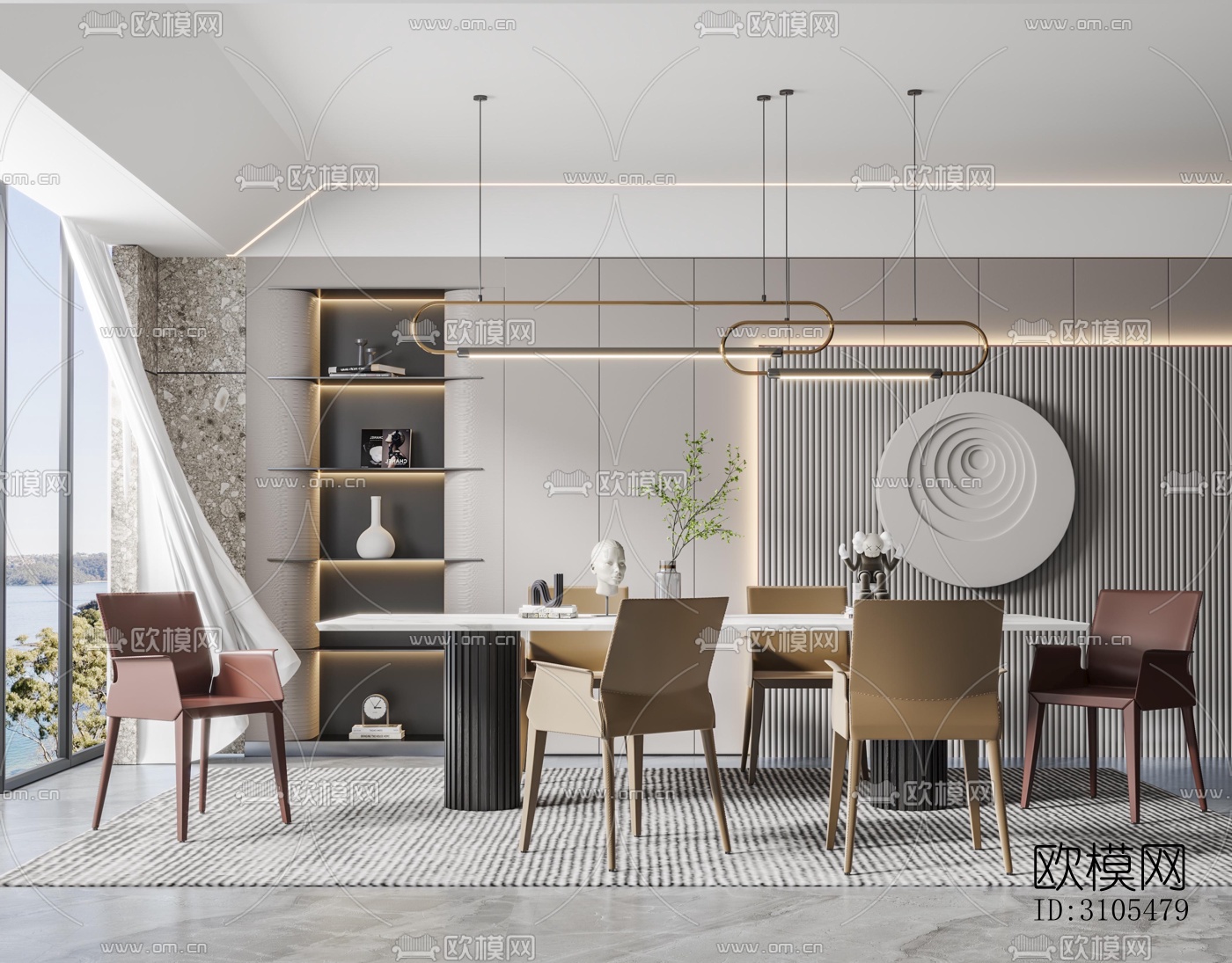 现代餐厅效果图下载（渲染图4）