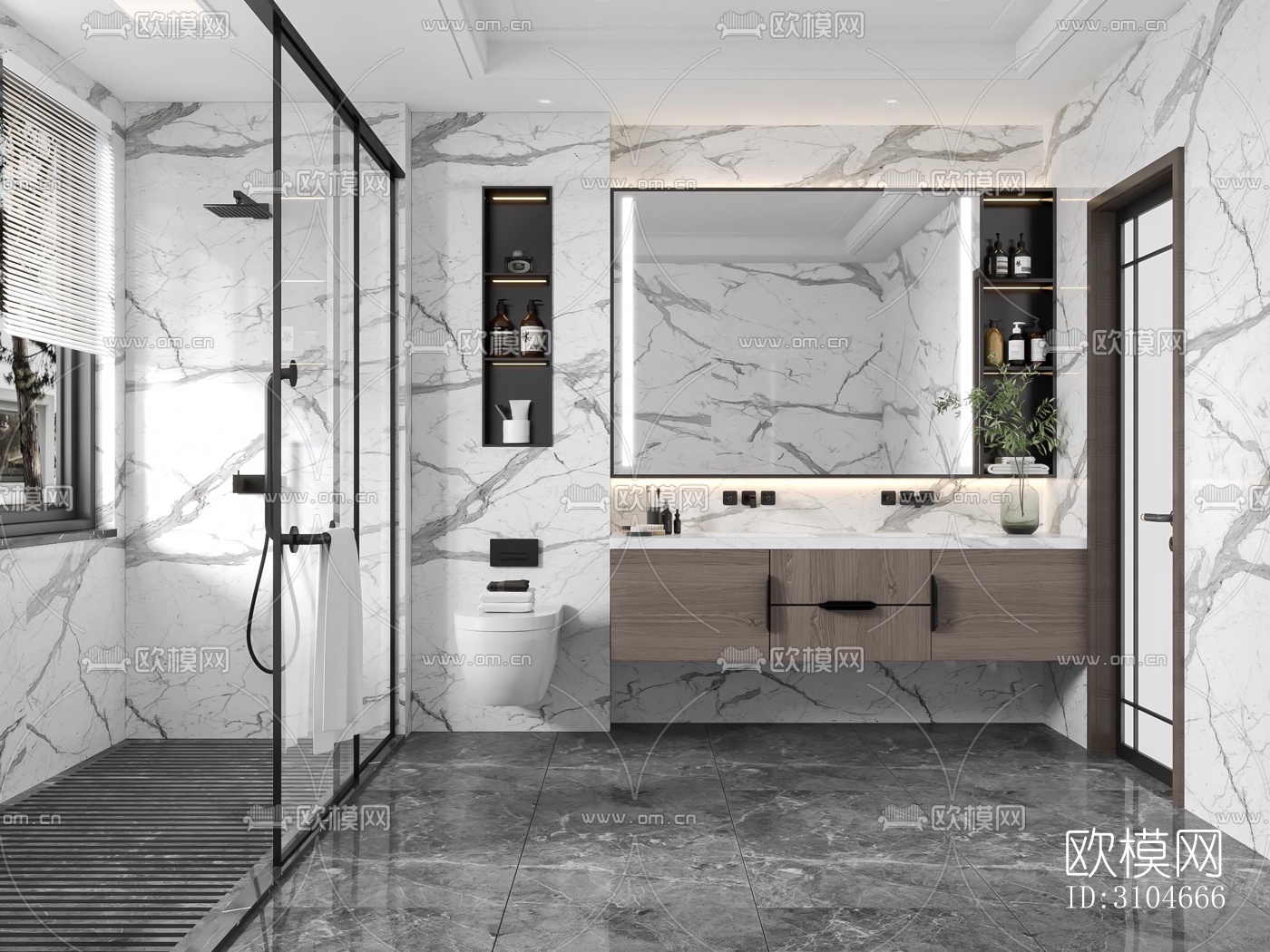 现代卫生间效果图下载（渲染图2）