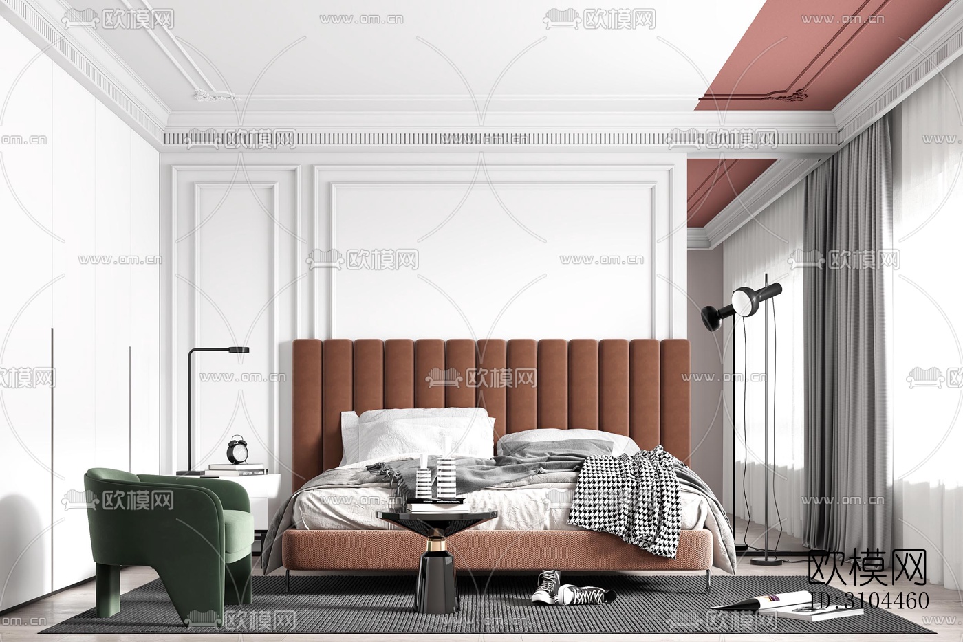 美式卧室效果图下载（渲染图5）