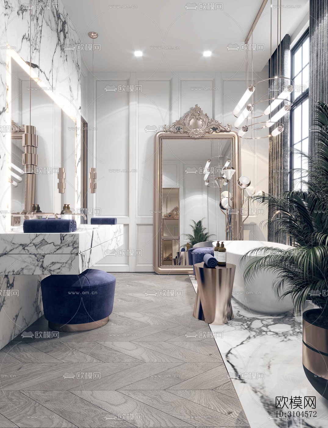 法式卫生间效果图下载（渲染图2）