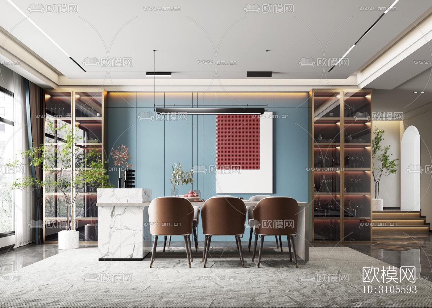 现代餐厅效果图下载（渲染图5）