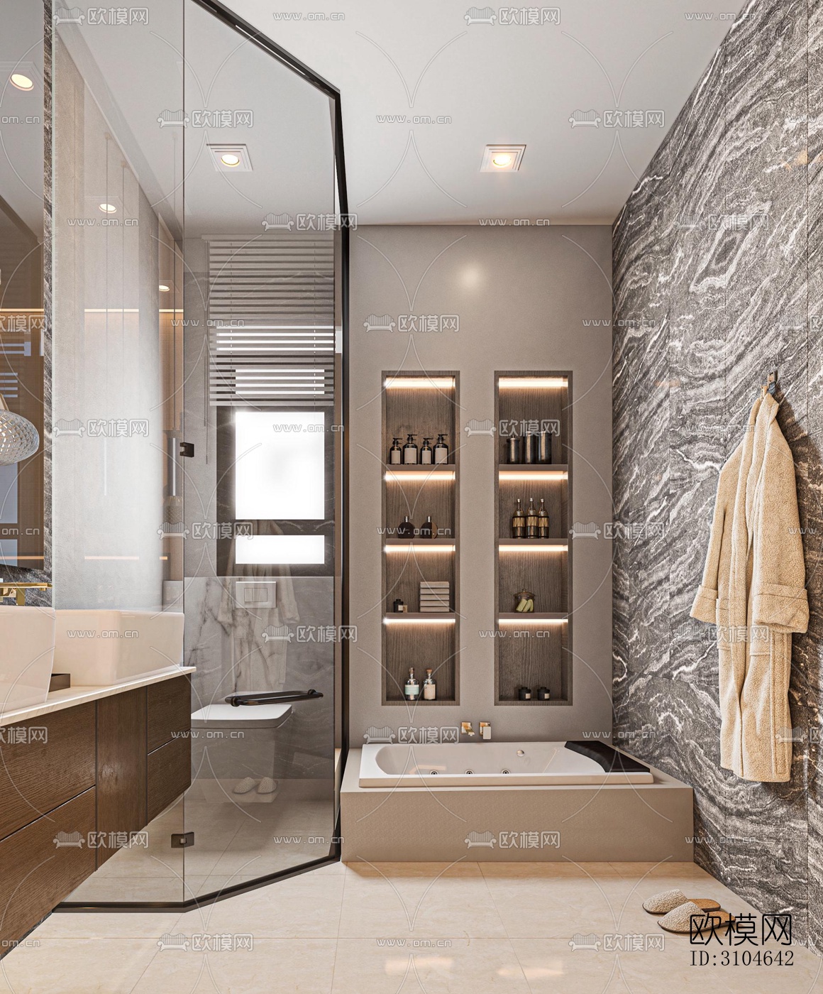 现代卫生间效果图下载（渲染图3）