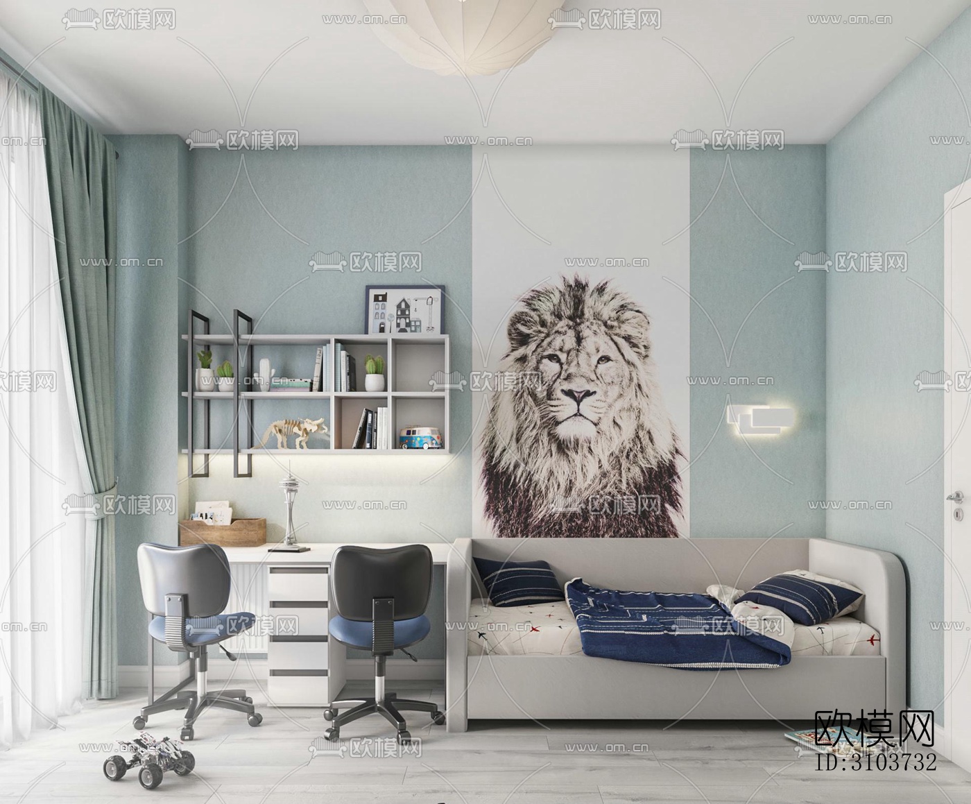 北欧儿童房效果图下载（渲染图5）