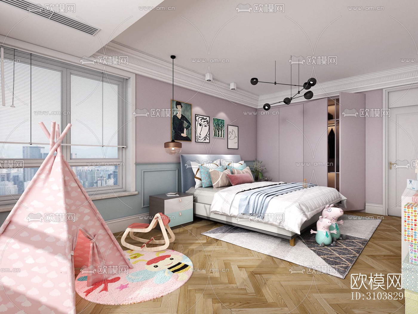 北欧儿童房效果图下载（渲染图5）