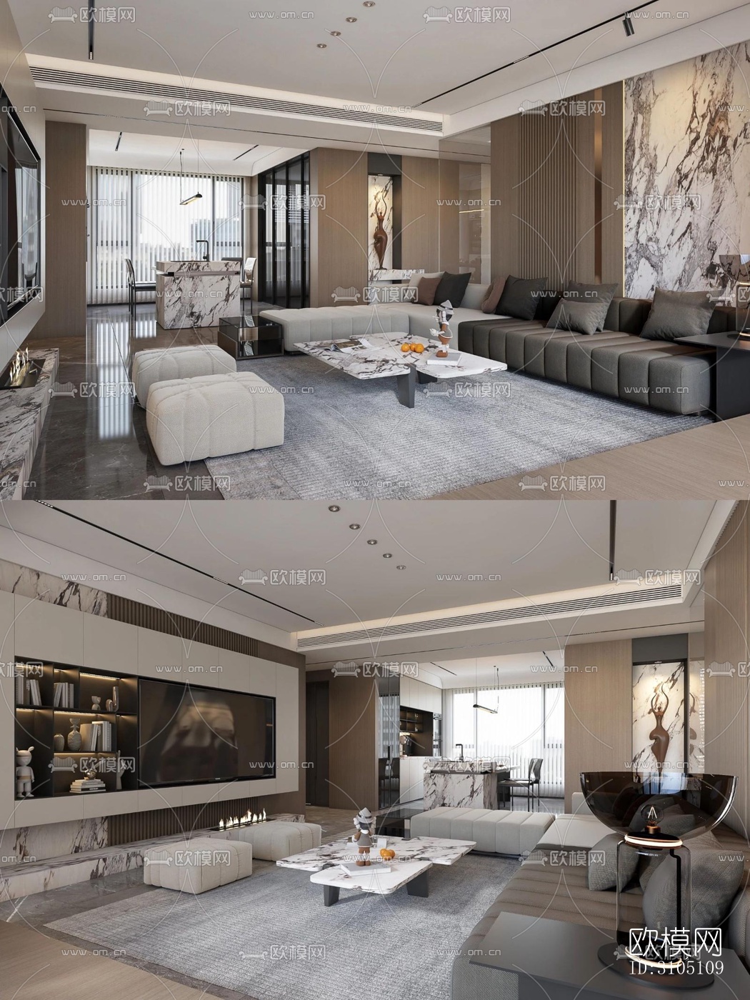 现代平层效果图下载（渲染图4）