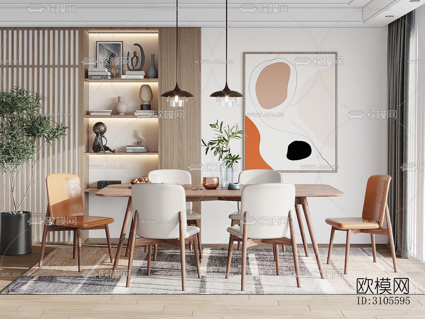 现代餐厅效果图下载（渲染图5）
