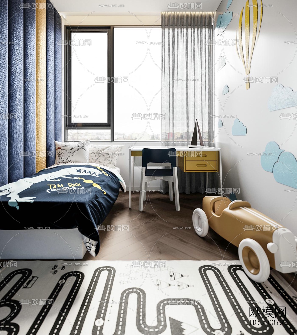 北欧儿童房效果图下载（渲染图3）