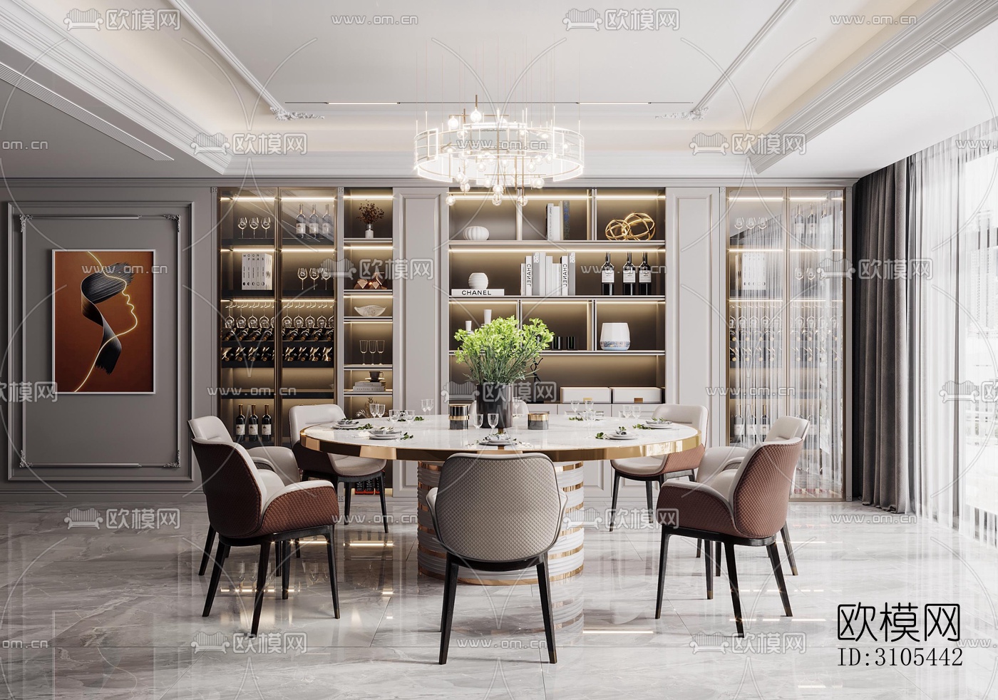 现代餐厅效果图下载（渲染图2）