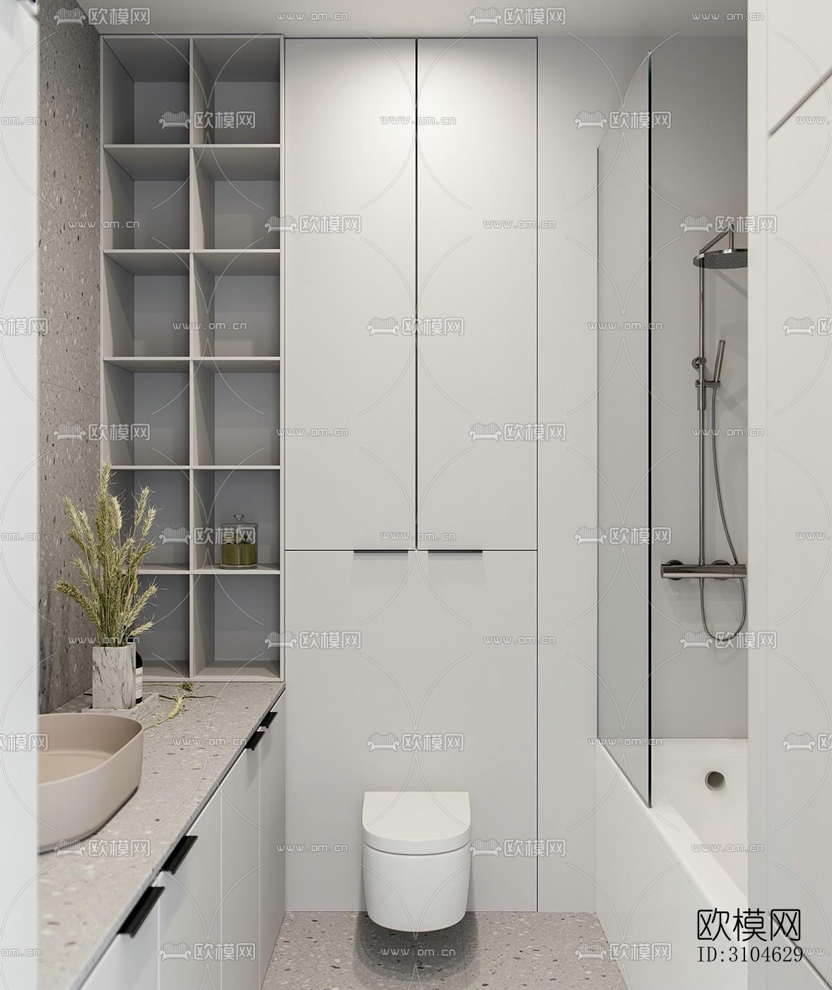 现代卫生间效果图下载（渲染图4）