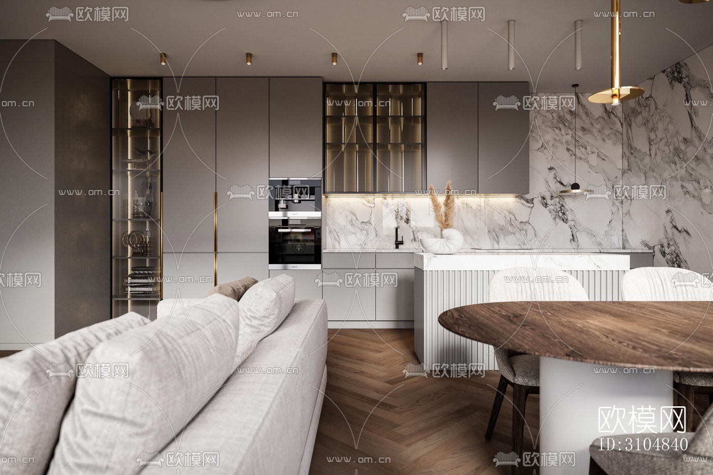 北欧厨房效果图下载（渲染图5）