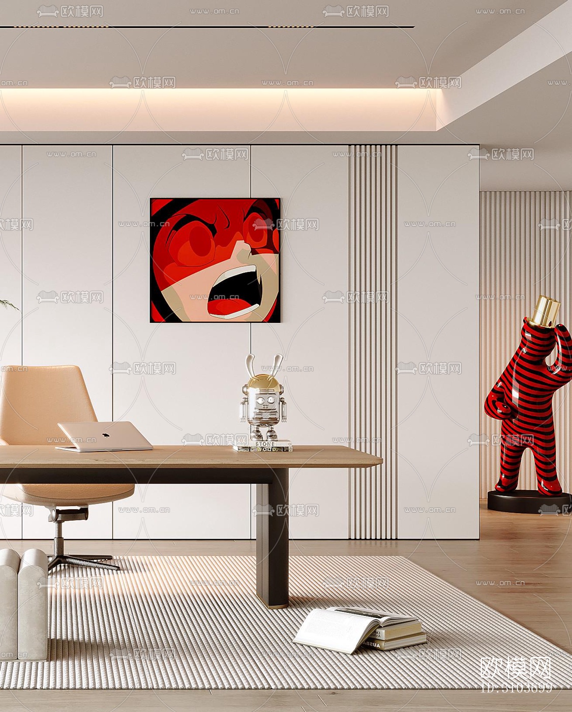 现代书房效果图下载（渲染图4）