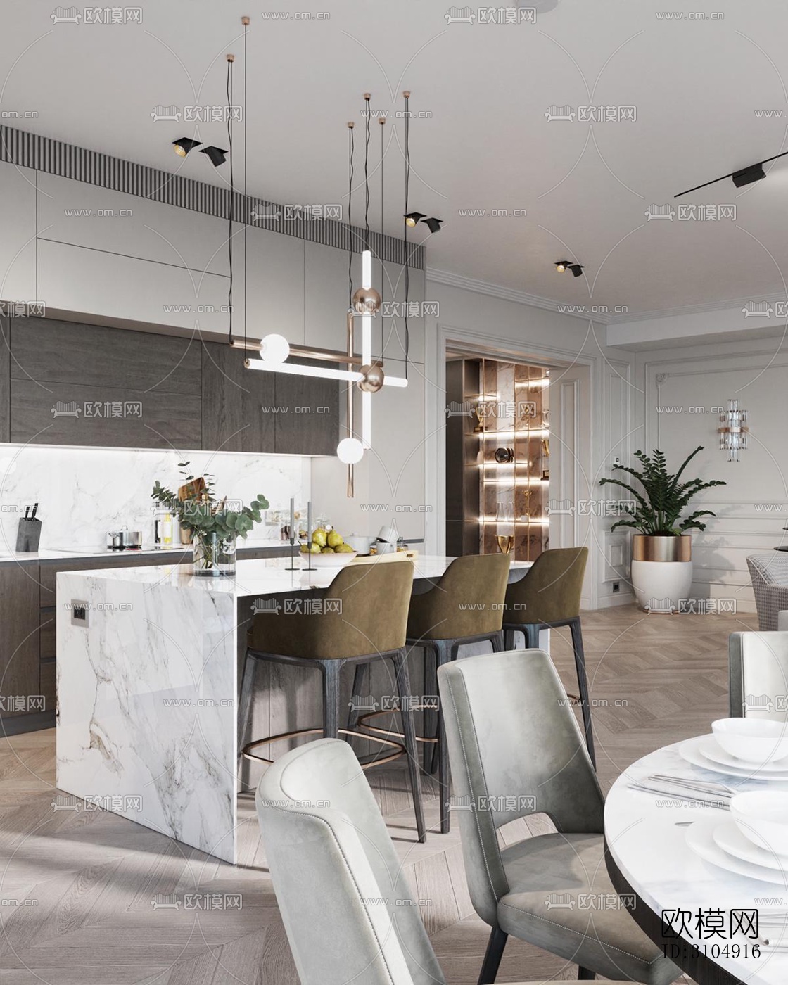 欧式厨房效果图下载（渲染图3）