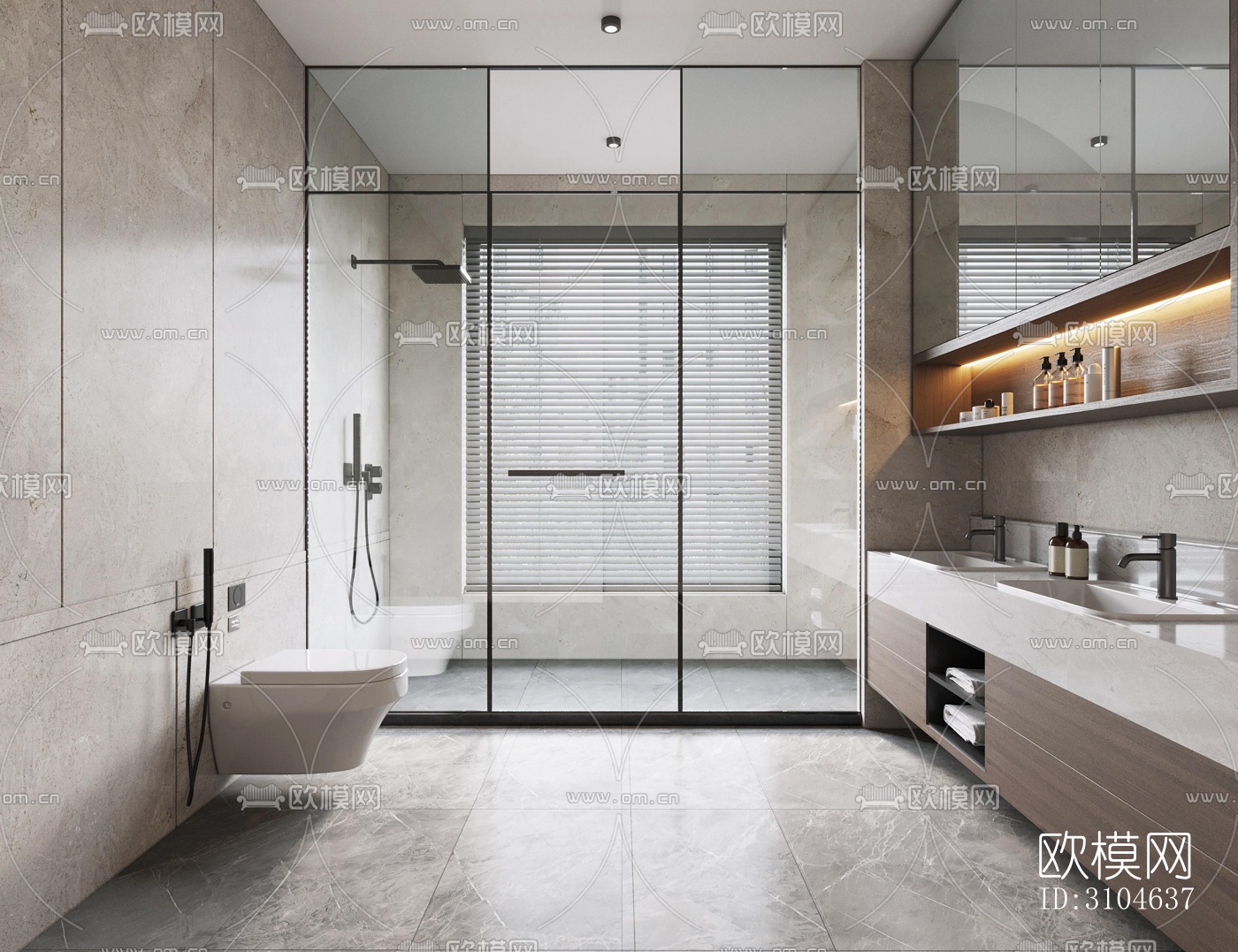 现代卫生间效果图下载（渲染图1）