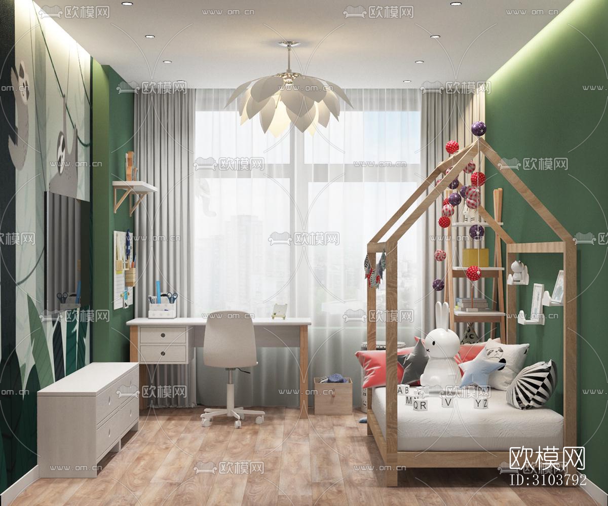 北欧儿童房效果图下载（渲染图5）