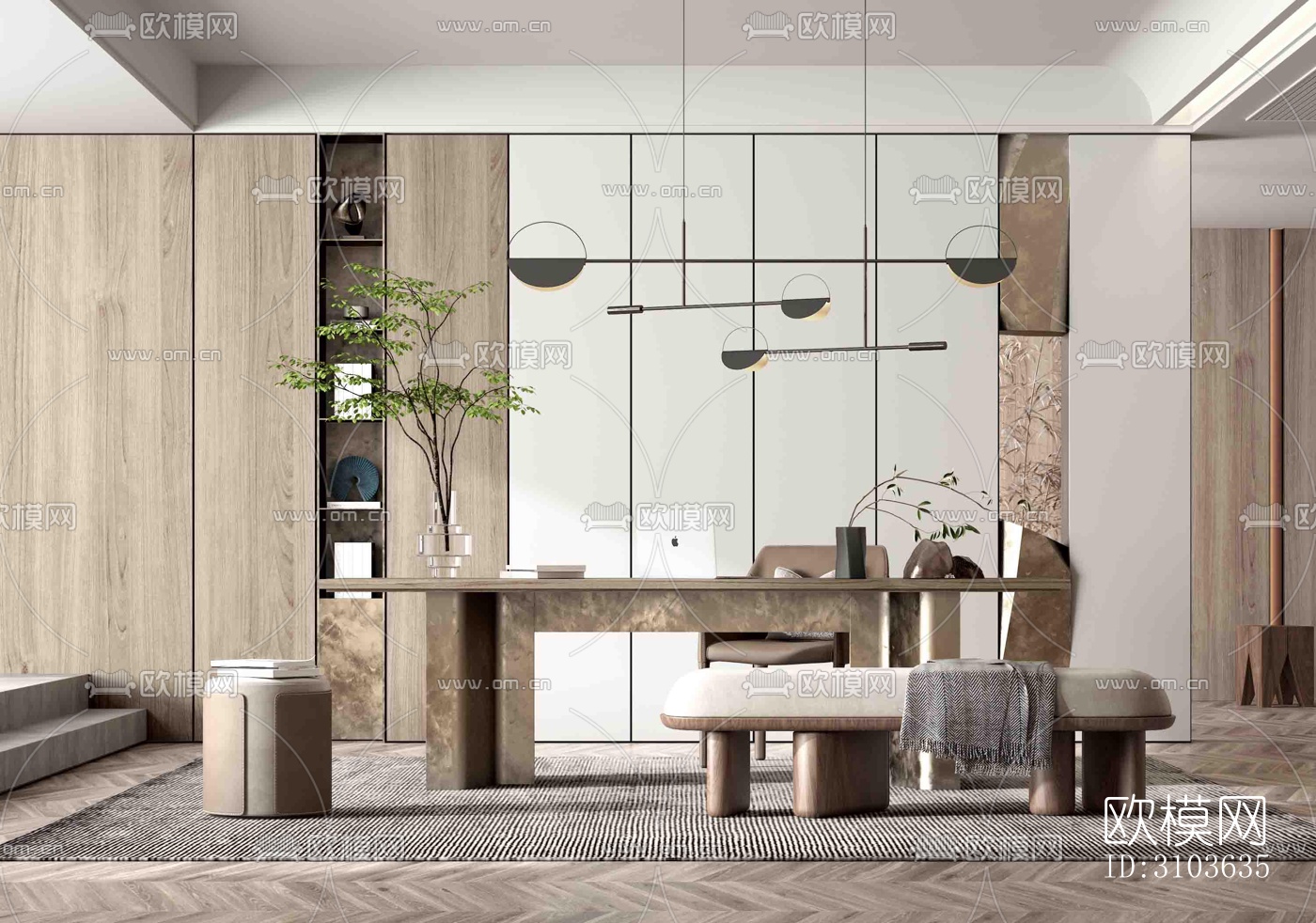 日式书房效果图下载（渲染图5）