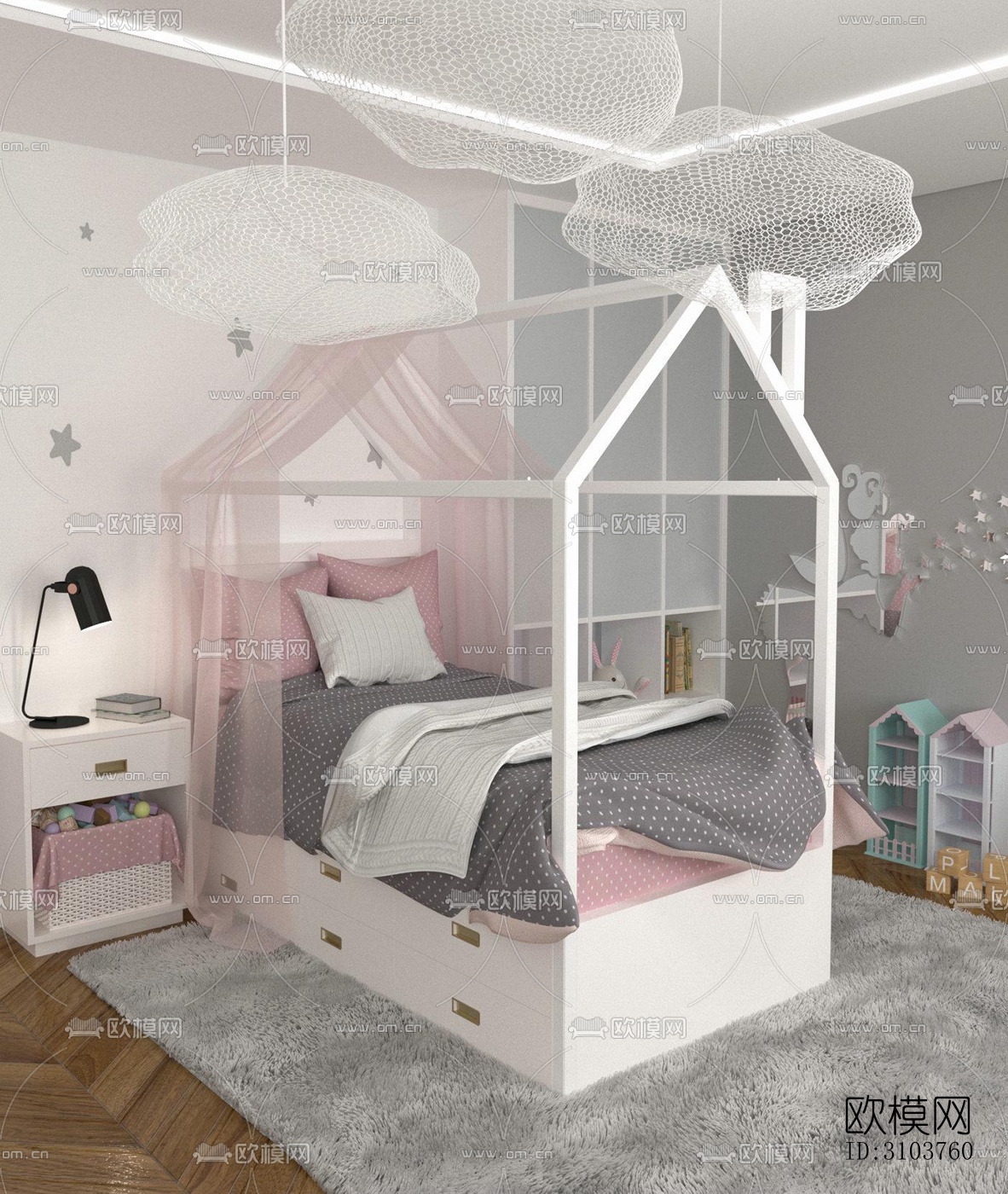 北欧儿童房效果图下载（渲染图4）