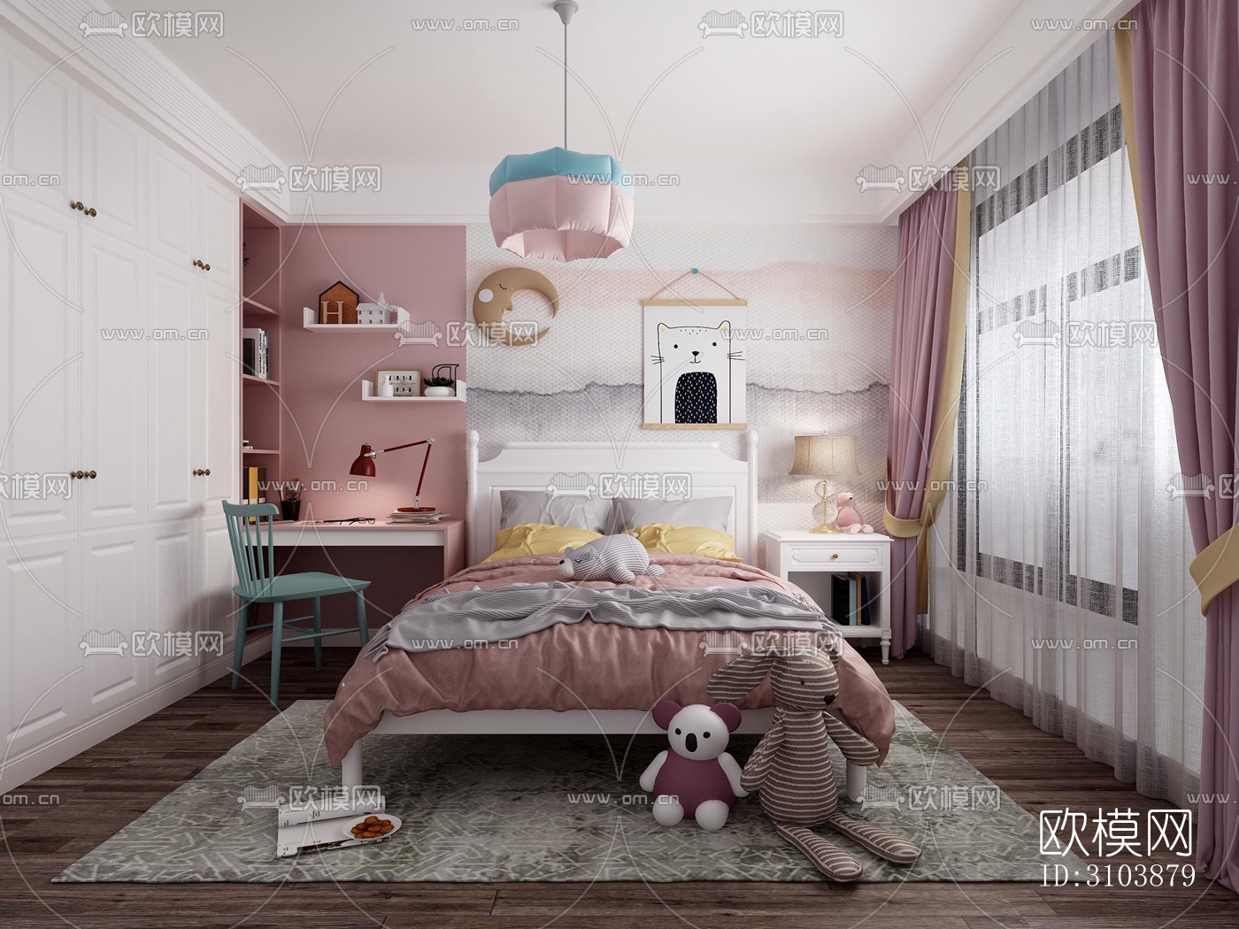 北欧儿童房效果图下载（渲染图5）