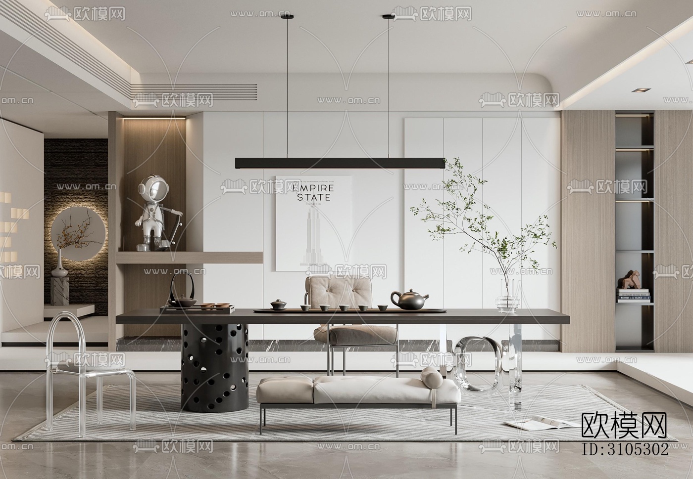 现代茶室效果图下载（渲染图2）