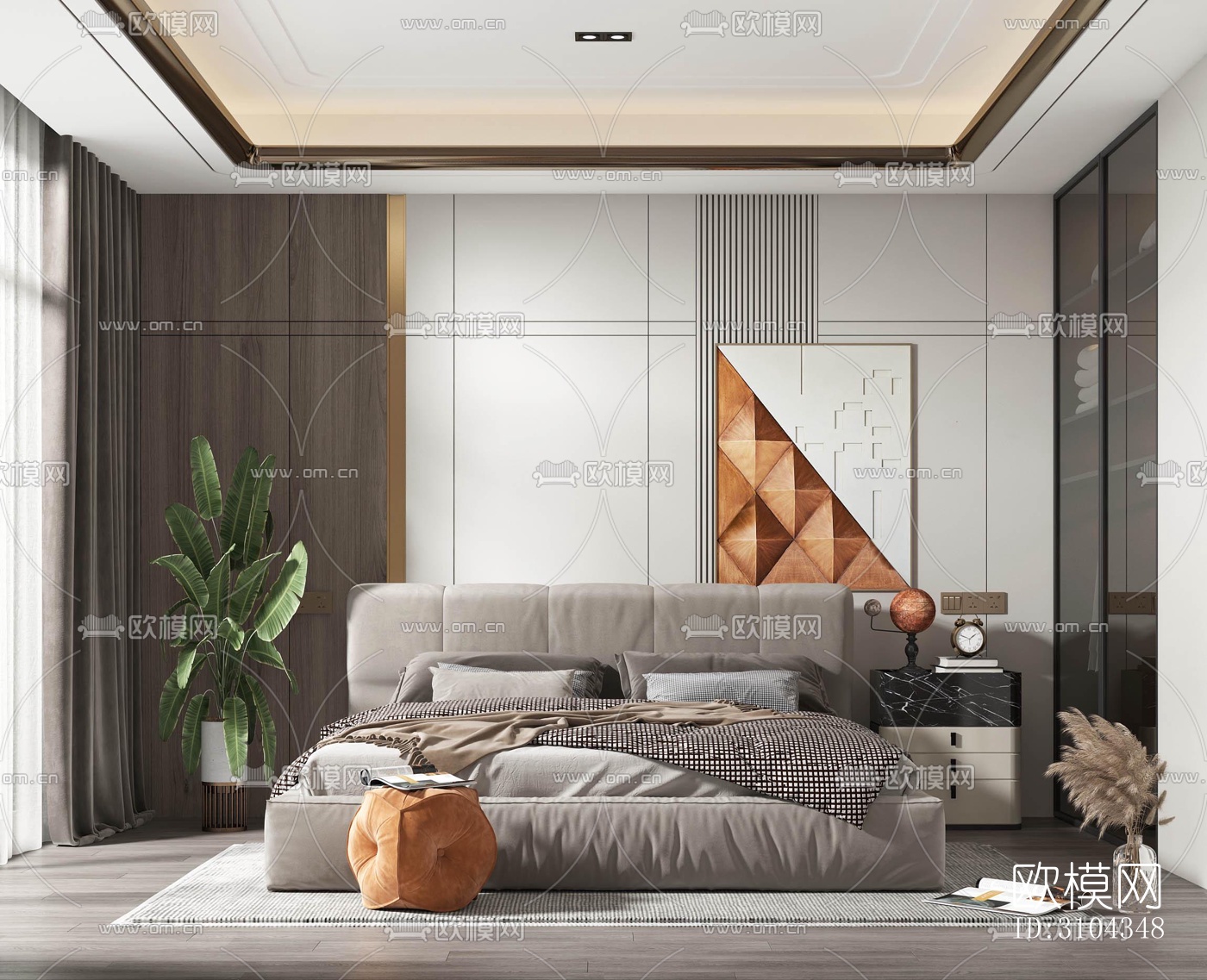 现代卧室效果图下载（渲染图1）