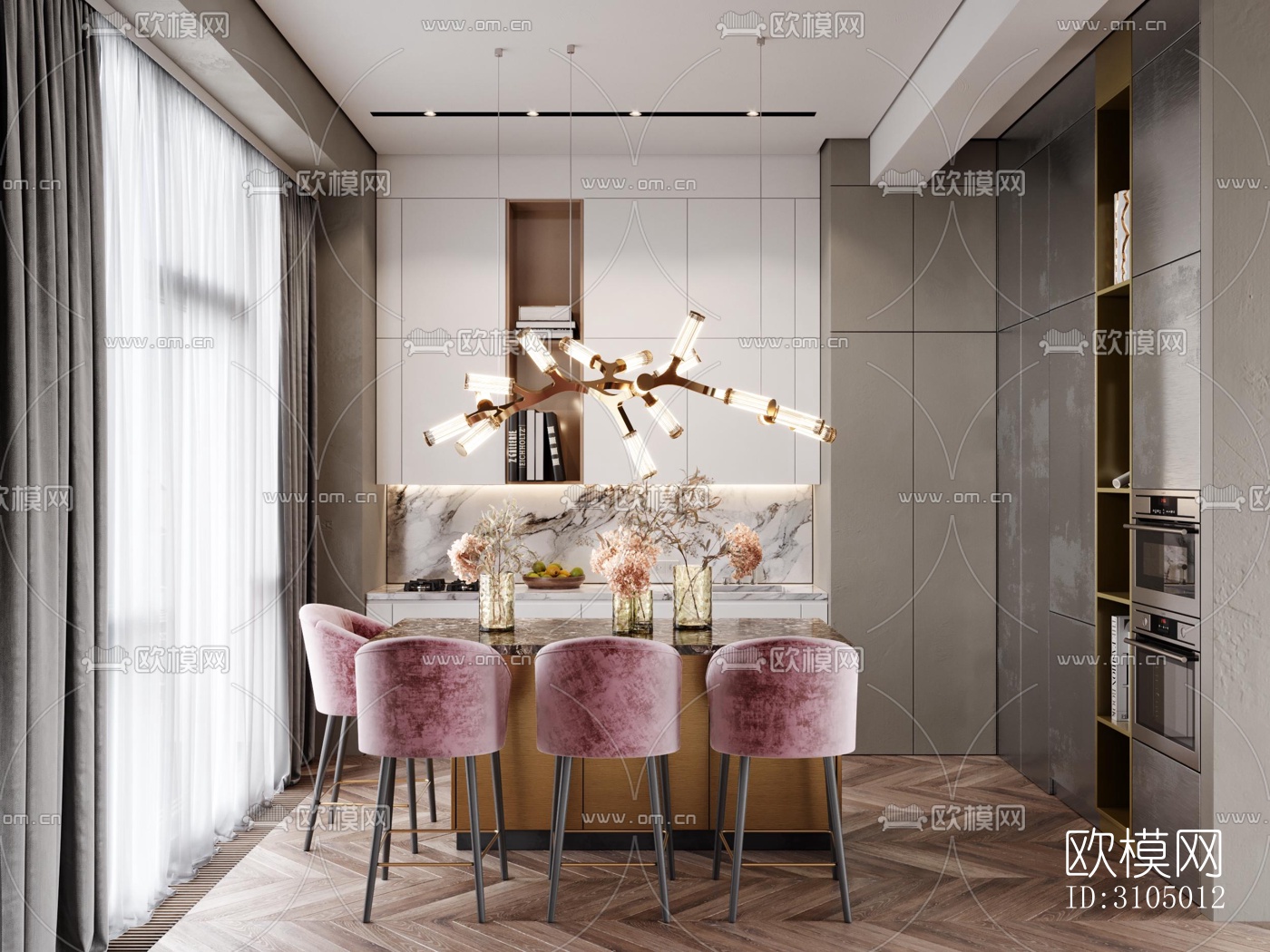 现代厨房效果图下载（渲染图5）