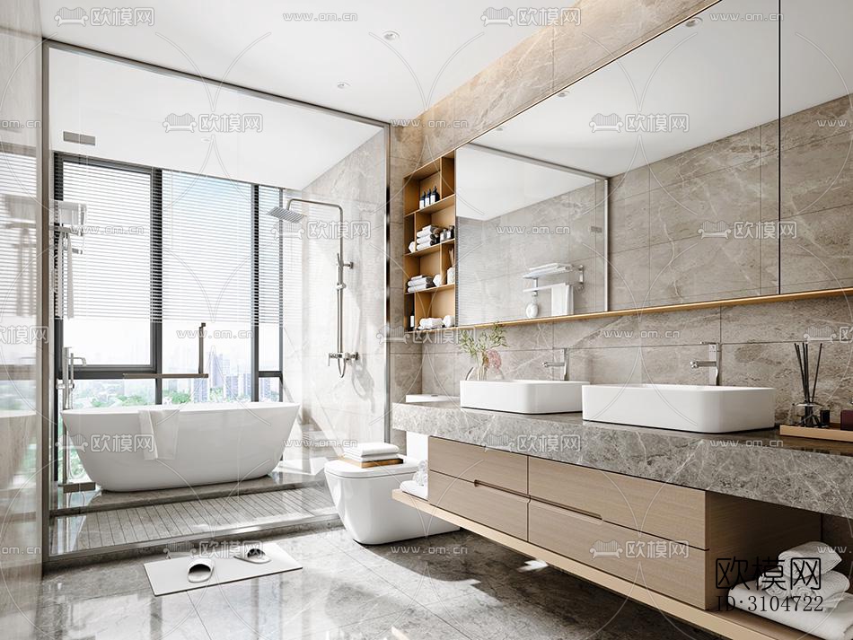 现代卫生间效果图下载（渲染图5）