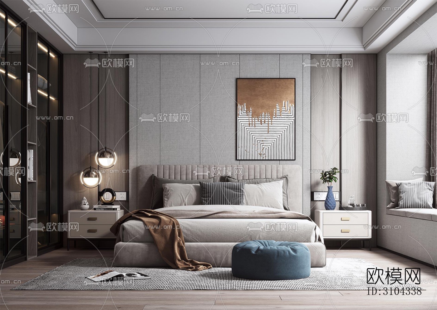 现代卧室效果图下载（渲染图2）
