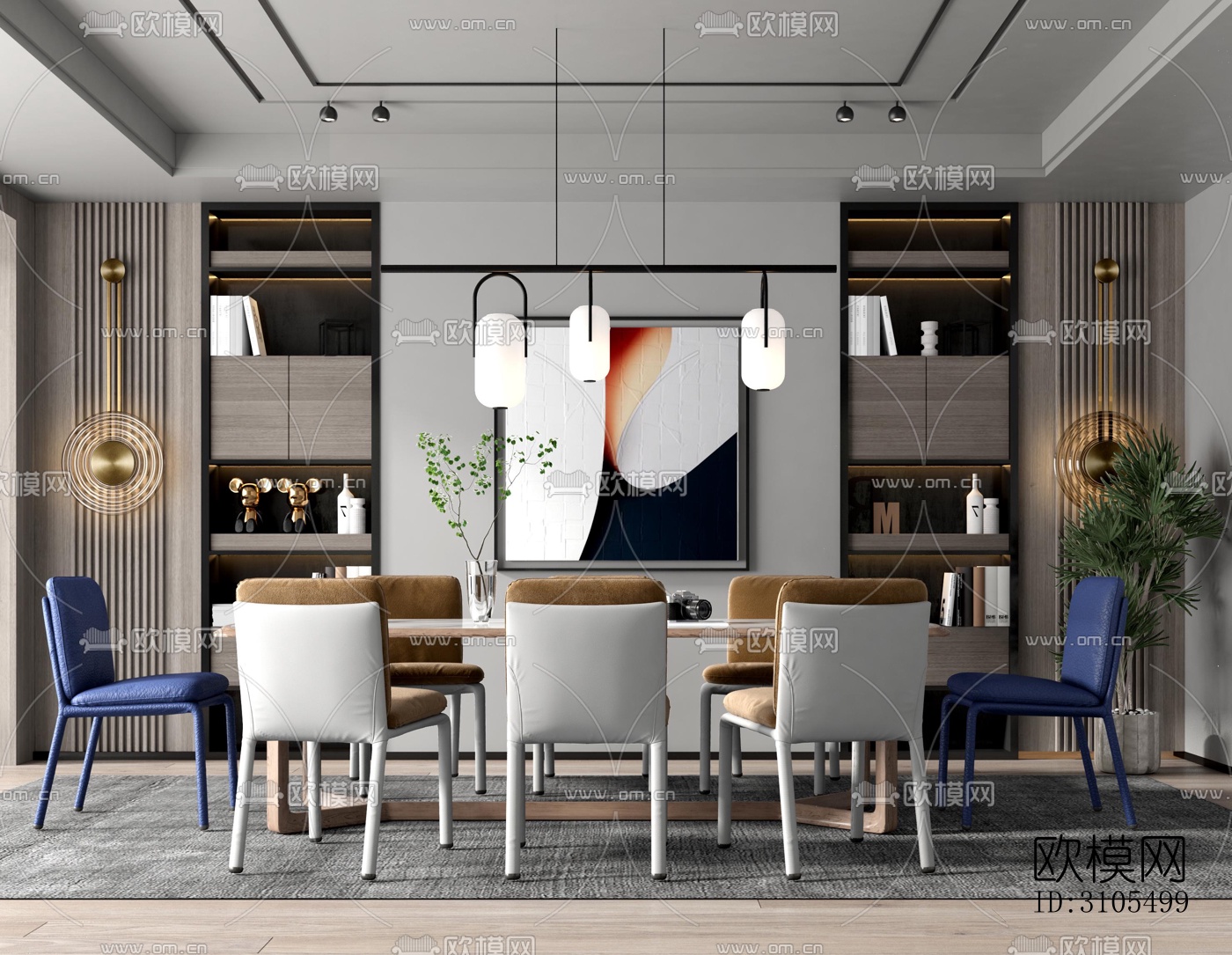 现代餐厅效果图下载（渲染图1）